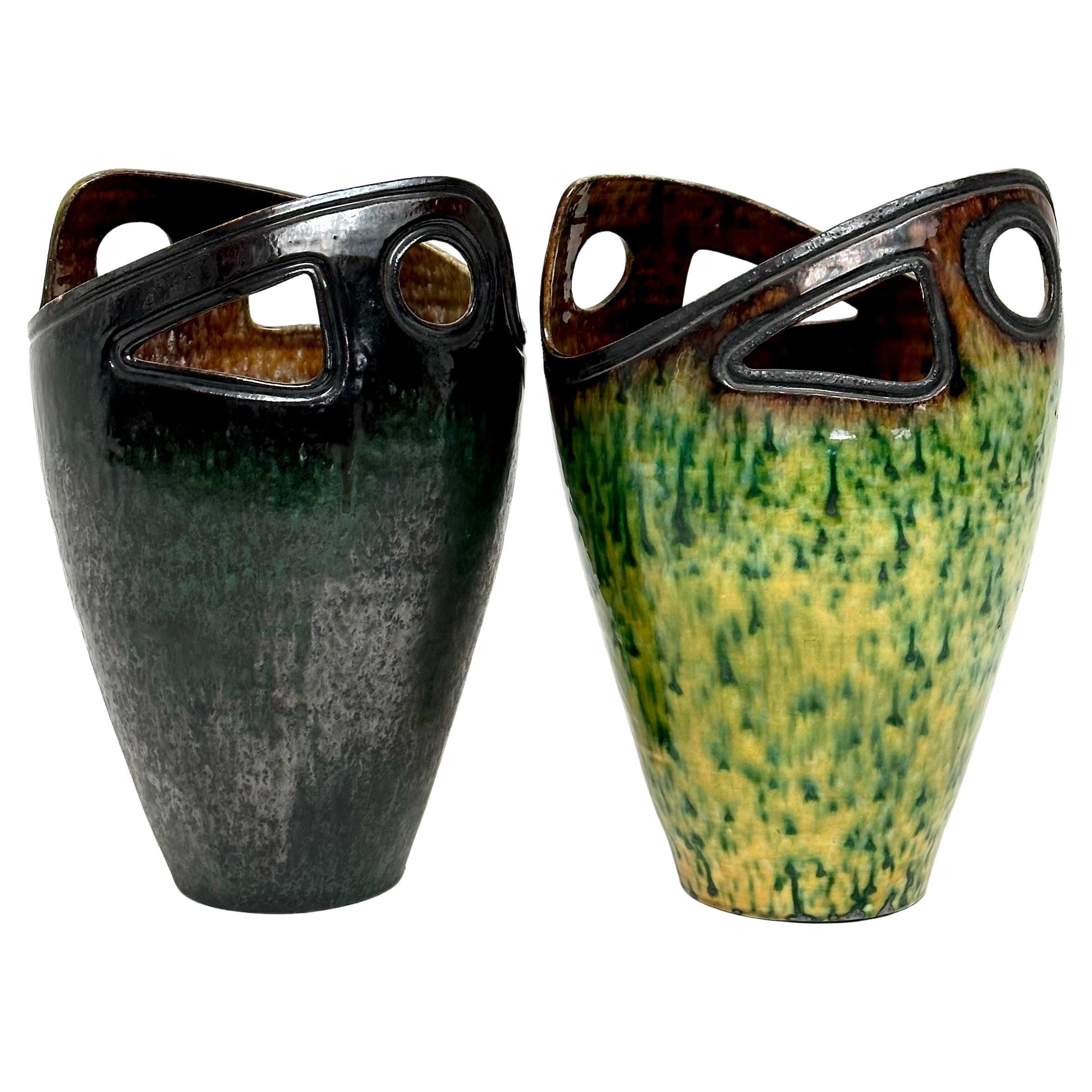 Paire de vases Dinosaurus par Accolay, vers 1960 en vente