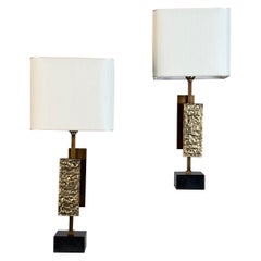 Pair of “Dioniso” Table Lamps in Marble and Brass by Angelo Brotto for Esperia