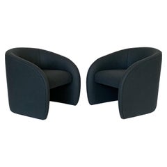 Pair of Directional Fully Upholstered Barrel Lounge Chairs