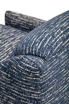 Pair of Directional Sculptural Lounge Chairs in Blue & White Knoll Fabric