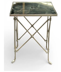 Pair of Directoir Style Mirrored Top Side Tables. Great Scale And Form.