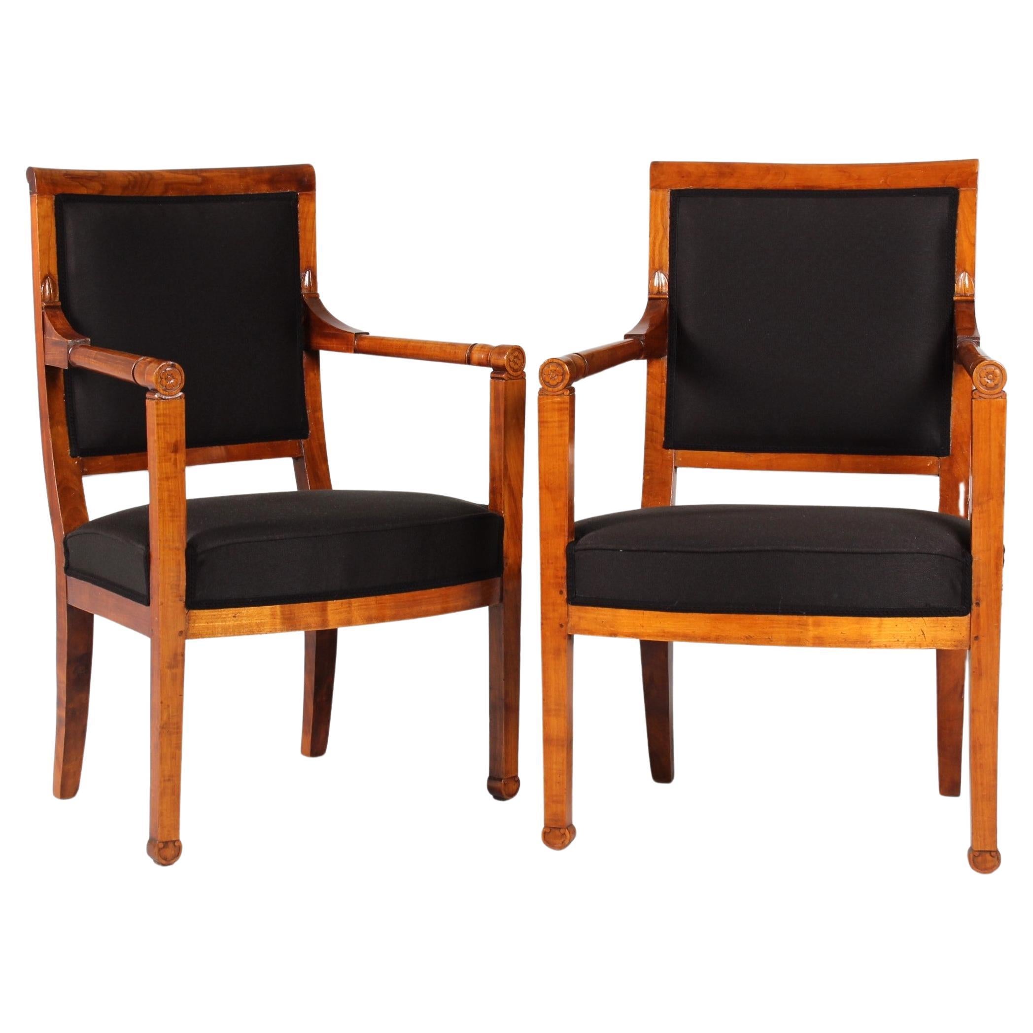 Pair of Directoire Armchairs, Cherry, France circa 1800