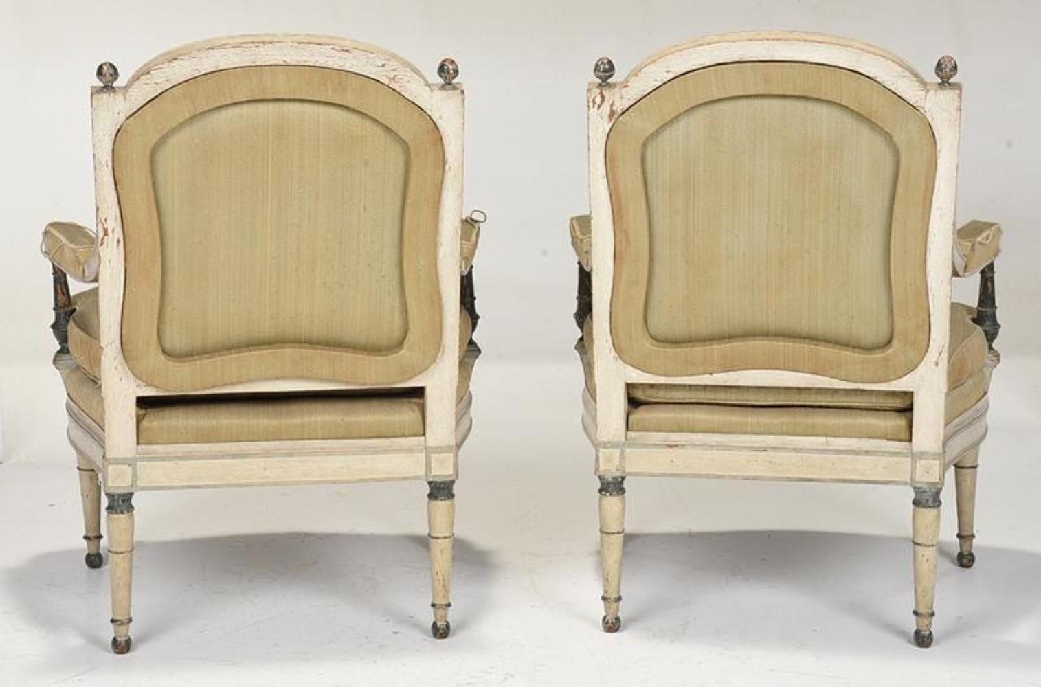 French “Georges Jacob”, Signed Pair Of Directoire Fauteuils, C. 1790