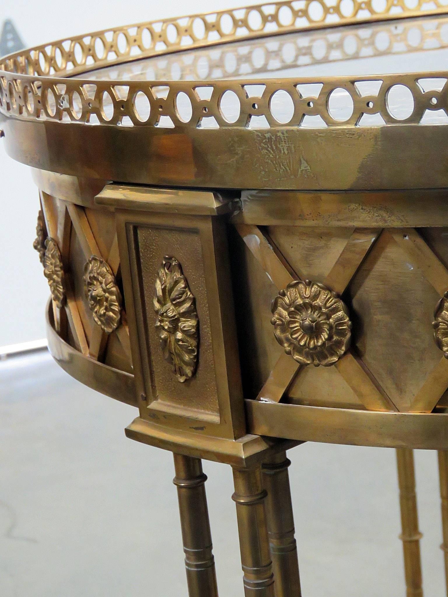Mid-20th Century Pair of Directoire Bronze Marble Top Gueridons Attributed Jansen