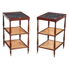 Antique Pair of Directoire Caned End Tables