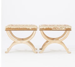 Pair of Directoire Curule or X Frame Stools, c.1800.