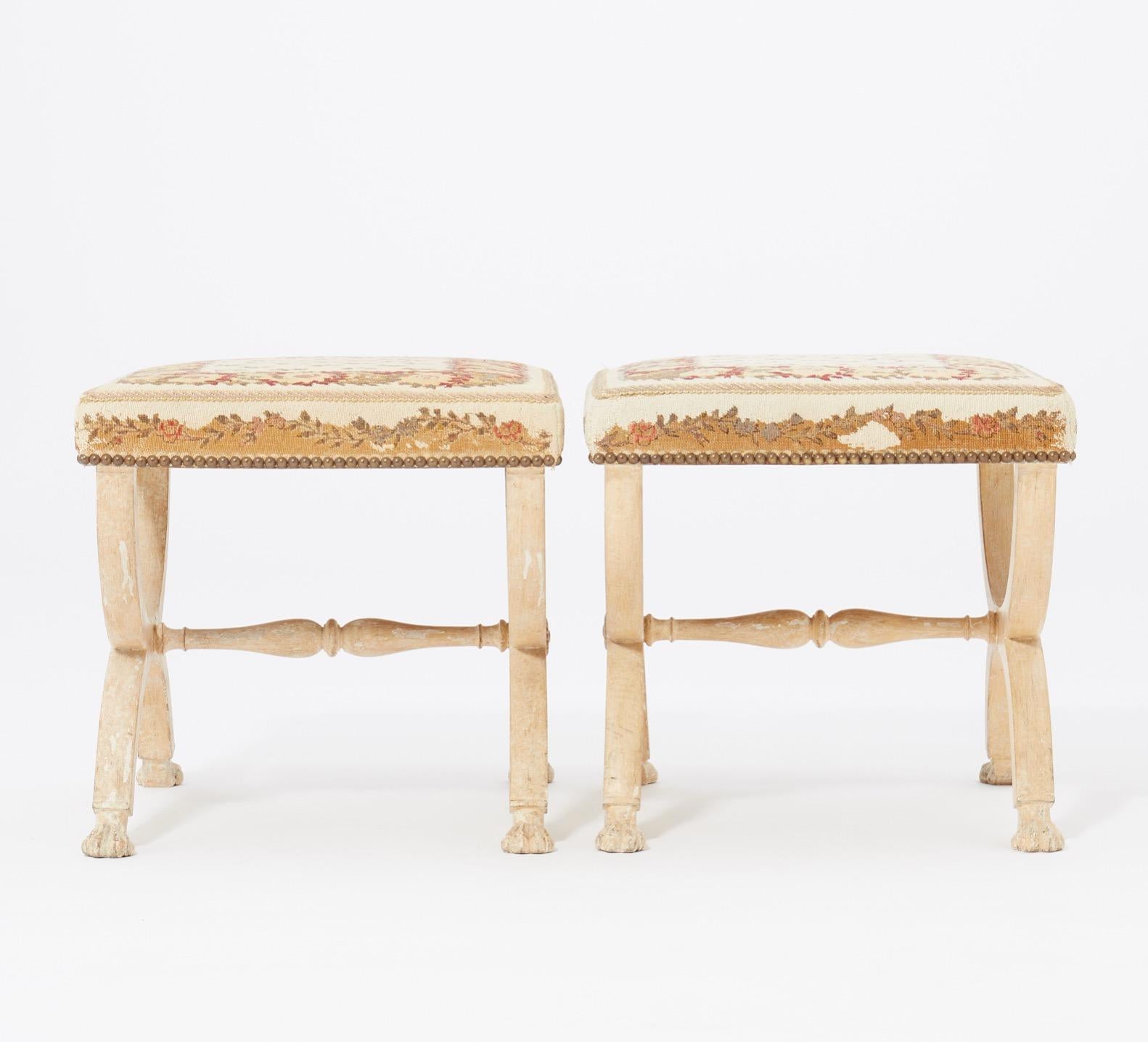 Pair of Directoire Curule or X Frame Stools, c.1800.  In Good Condition In Stockholm, SE