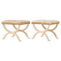 Pair of Directoire Curule or X Frame Stools, c.1800. 