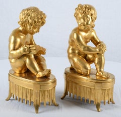 Pair of Directoire Gilt Bronze Allegorical Sculptures of Children