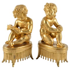 Pair of Directoire Gilt Bronze Allegorical Sculptures of Children
