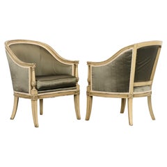 Pair of Directoire Style Barrel Back Chairs in the Manner of Nierman Weeks, 1970