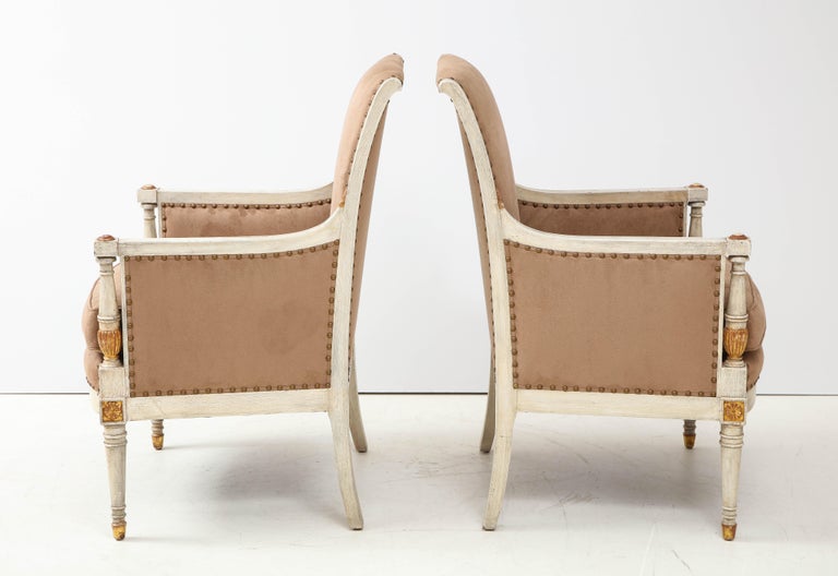 Pair of Directoire Style Bergère Chairs For Sale 5