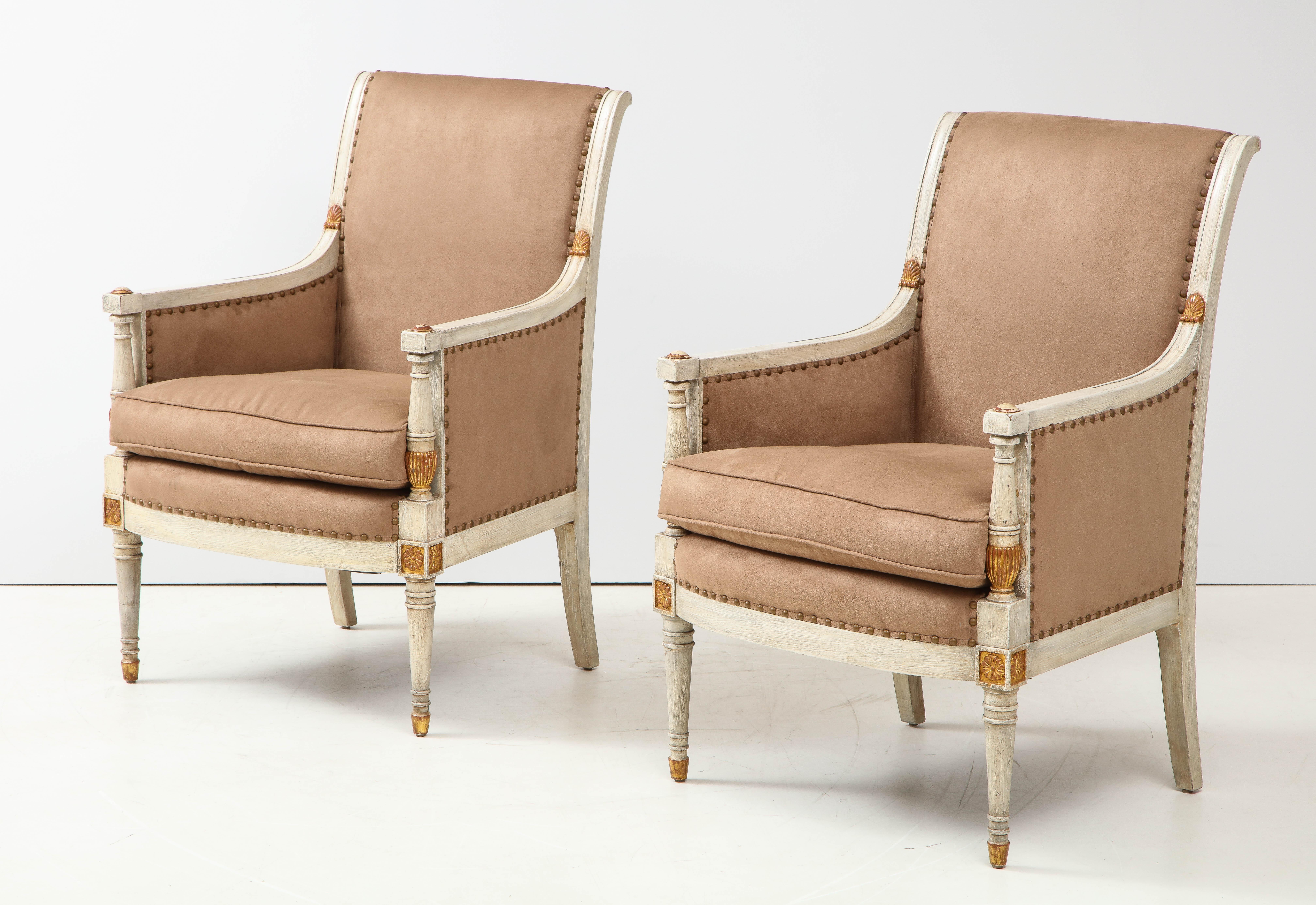 20th Century Pair of Directoire Style Bergère Chairs