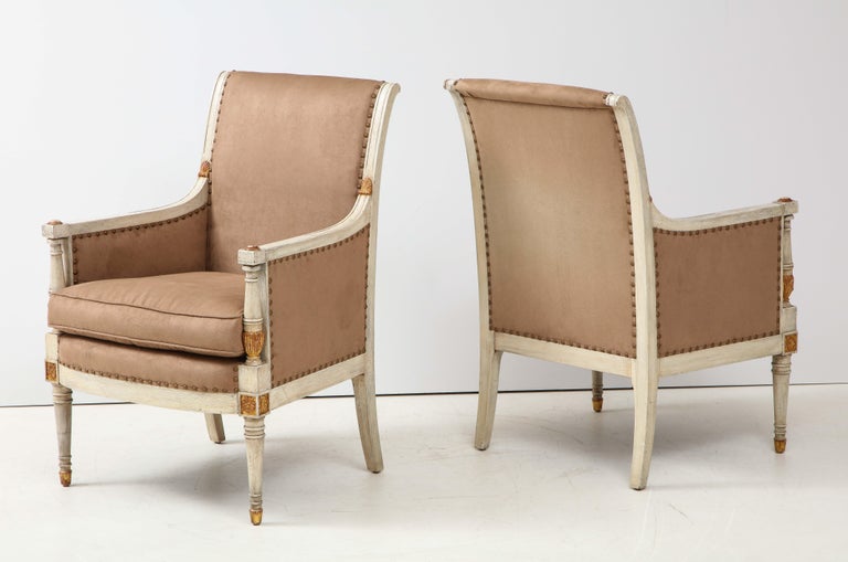 Pair of Directoire Style Bergère Chairs For Sale 2