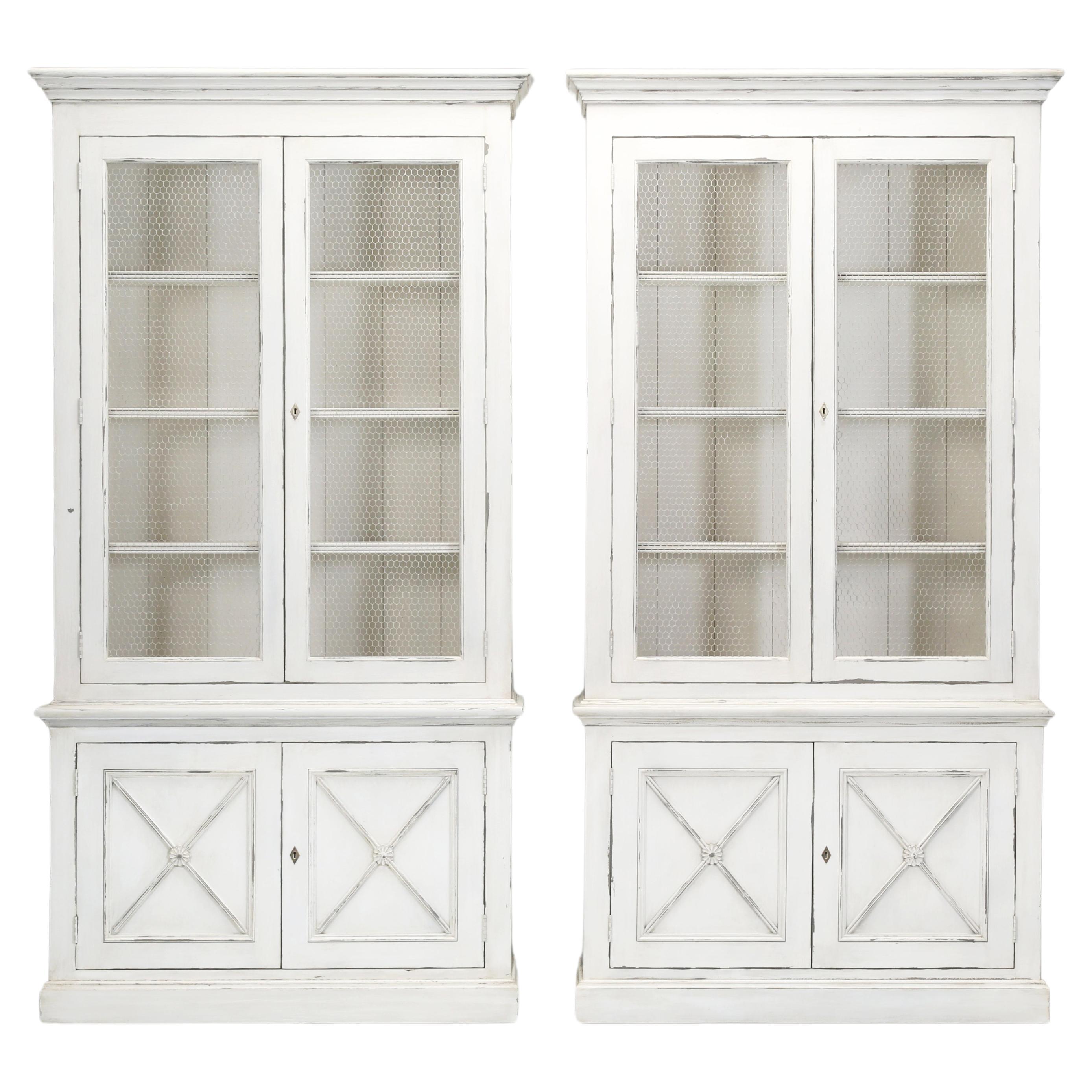 Pair of Directoire Style Bookcases, China Cabinets Made by Old Plank in Any Size For Sale