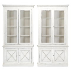 Pair of Directoire Style Bookcases, China Cabinets Made by Old Plank in Any Size