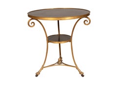 Pair Of Directoire Style Bronze And Granite Gueridon Tables