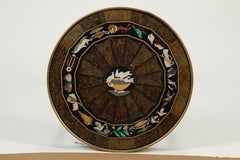 Pair of Directoire Style Bronze Tables with Pietra Dura Marble Top, French