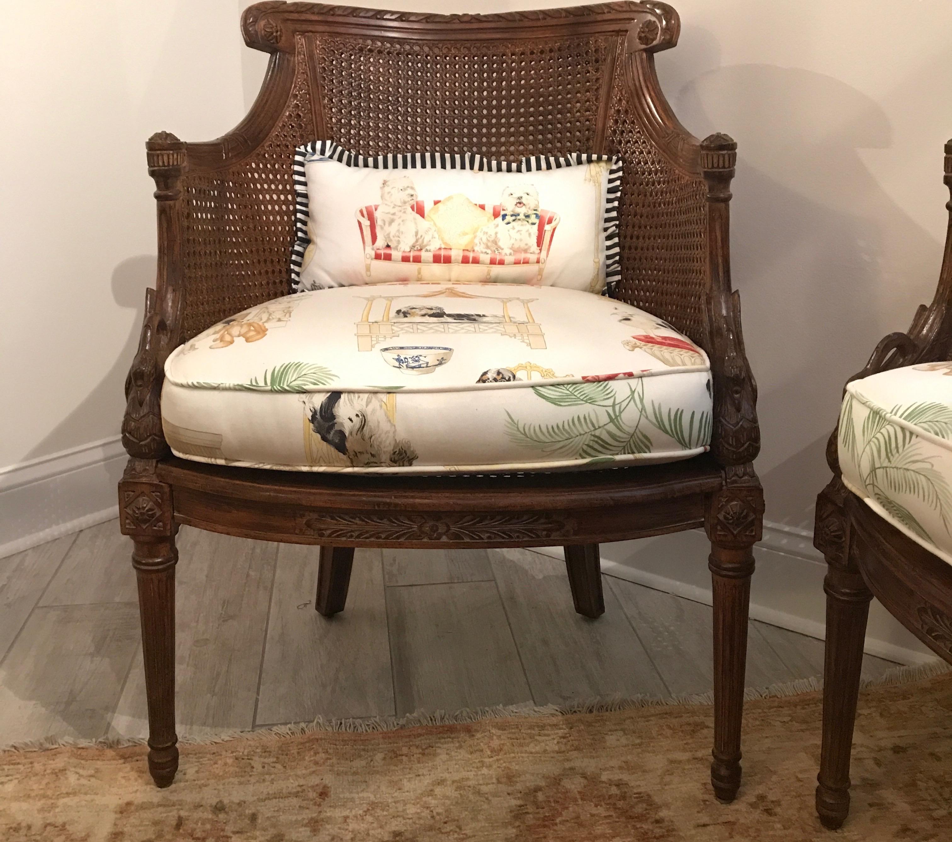 Pair of Directoire Style Caned Armchairs For Sale 3