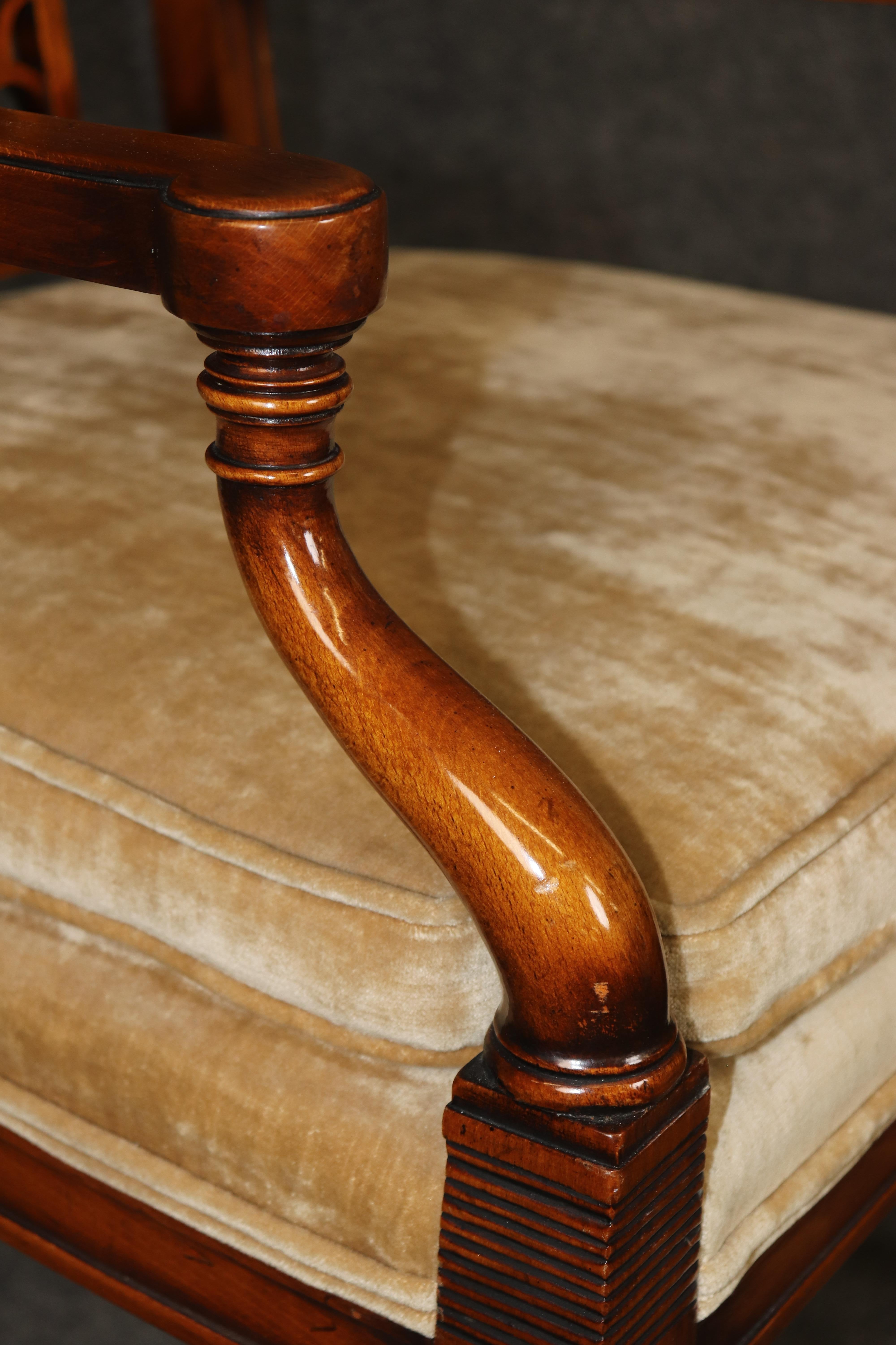Pair of Directoire Style Carved Armchairs Attributed to Theodore Alexander For Sale 4