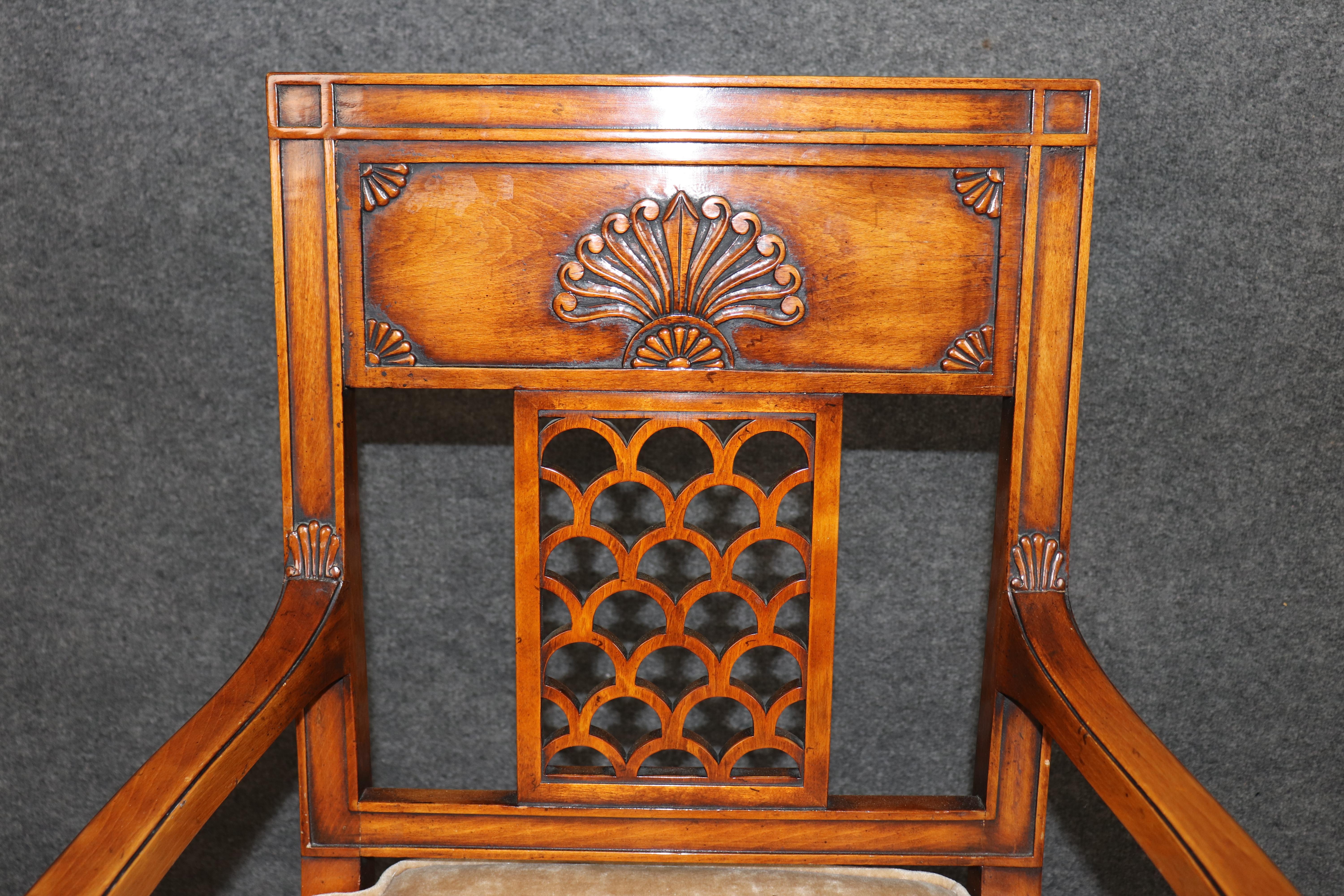 Pair of Directoire Style Carved Armchairs Attributed to Theodore Alexander For Sale 5