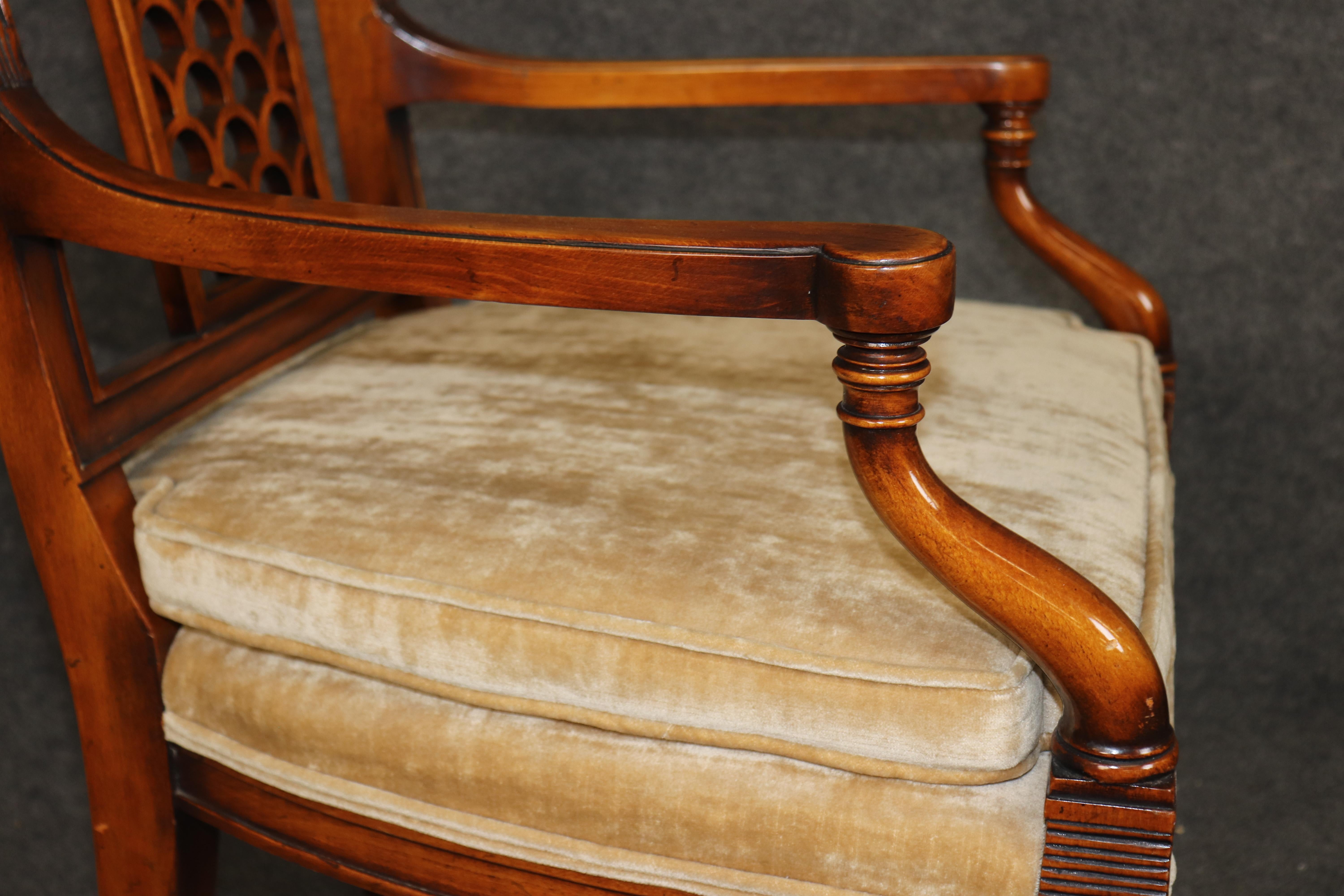 Pair of Directoire Style Carved Armchairs Attributed to Theodore Alexander For Sale 3