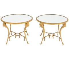 Pair of Directoire Style End Tables in Gilt Bronze, circa 1940