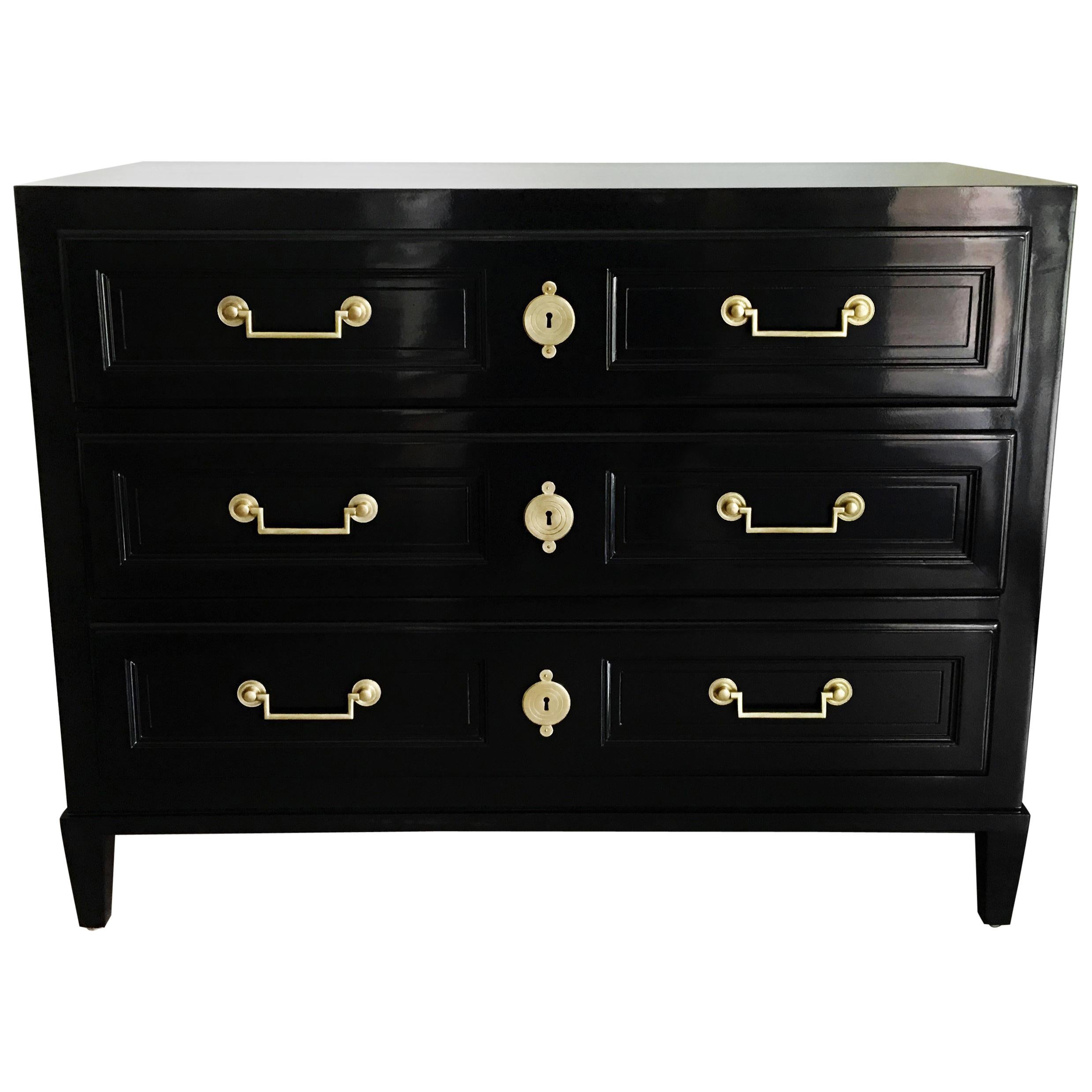 Wood Pair of Directoire Style Lacquered Commodes/Chest of Drawers by Baker Furniture
