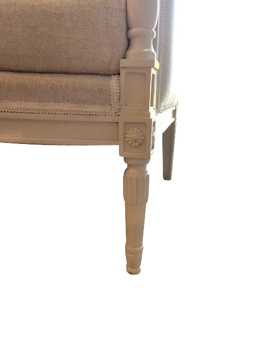 Coppia di poltrone bergere in stile Direttorio Luigi XVI in lino Nature in vendita 2