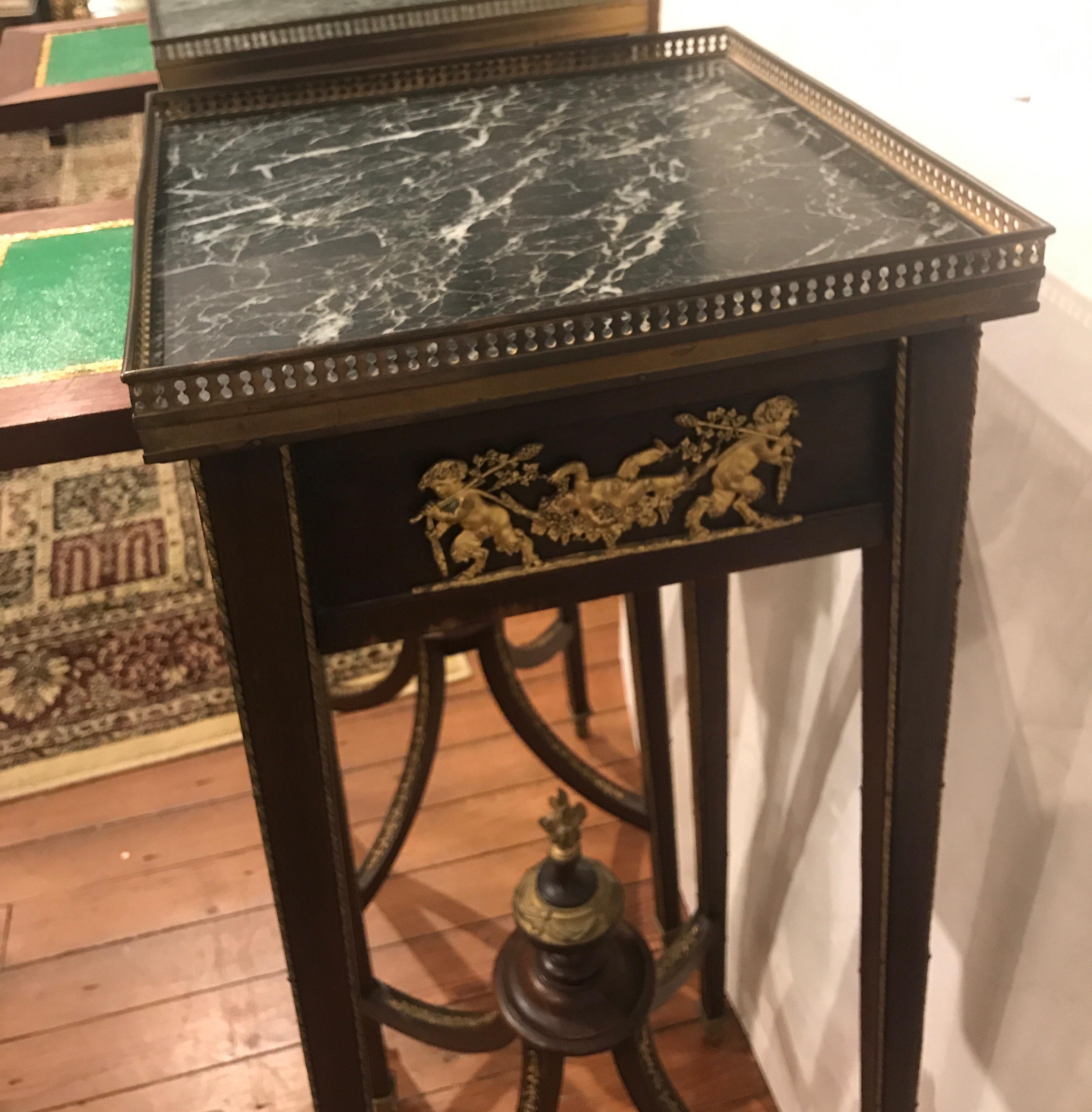 Pair of Directoire Style Mahogany and Bronze-Mounted Pedestal Tables 3