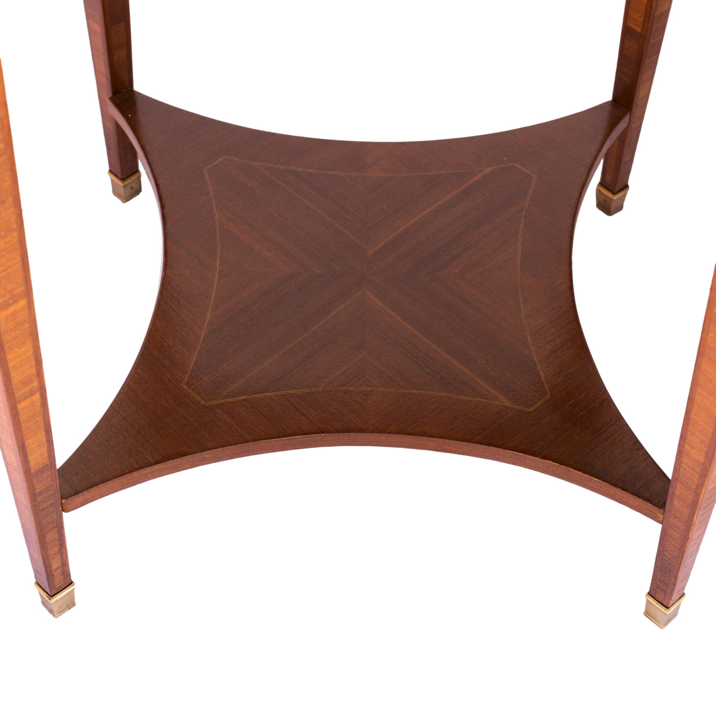 Pair of Directoire-Style Mahogany Side Tables, Leather Top, French, ca. 1920  For Sale 2