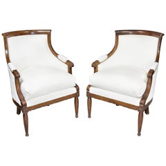 Antique Pair of Directoire Style Mahogany Tub Chairs