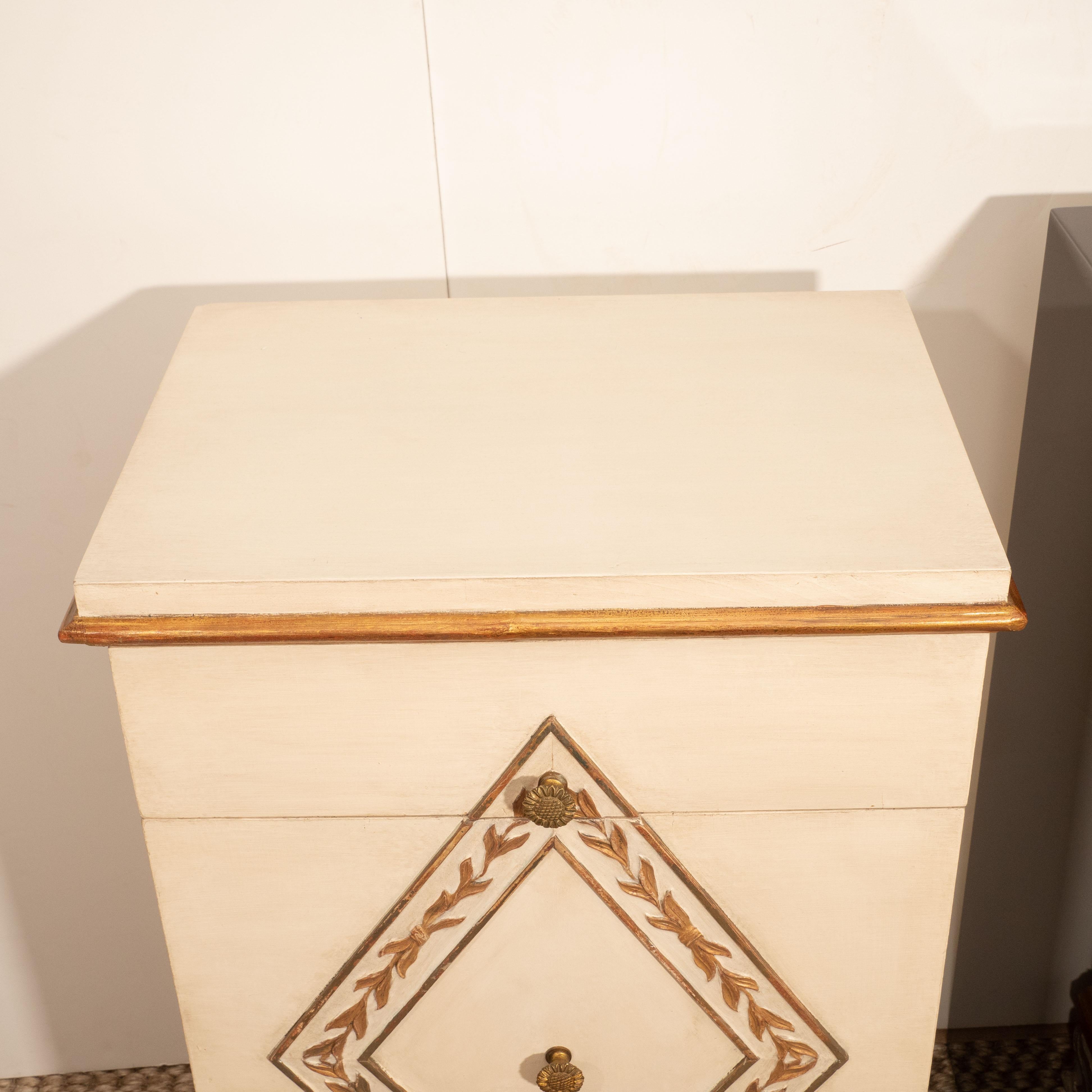 Pair of Directoire Style Painted Bedside Tables In Good Condition In New York, NY