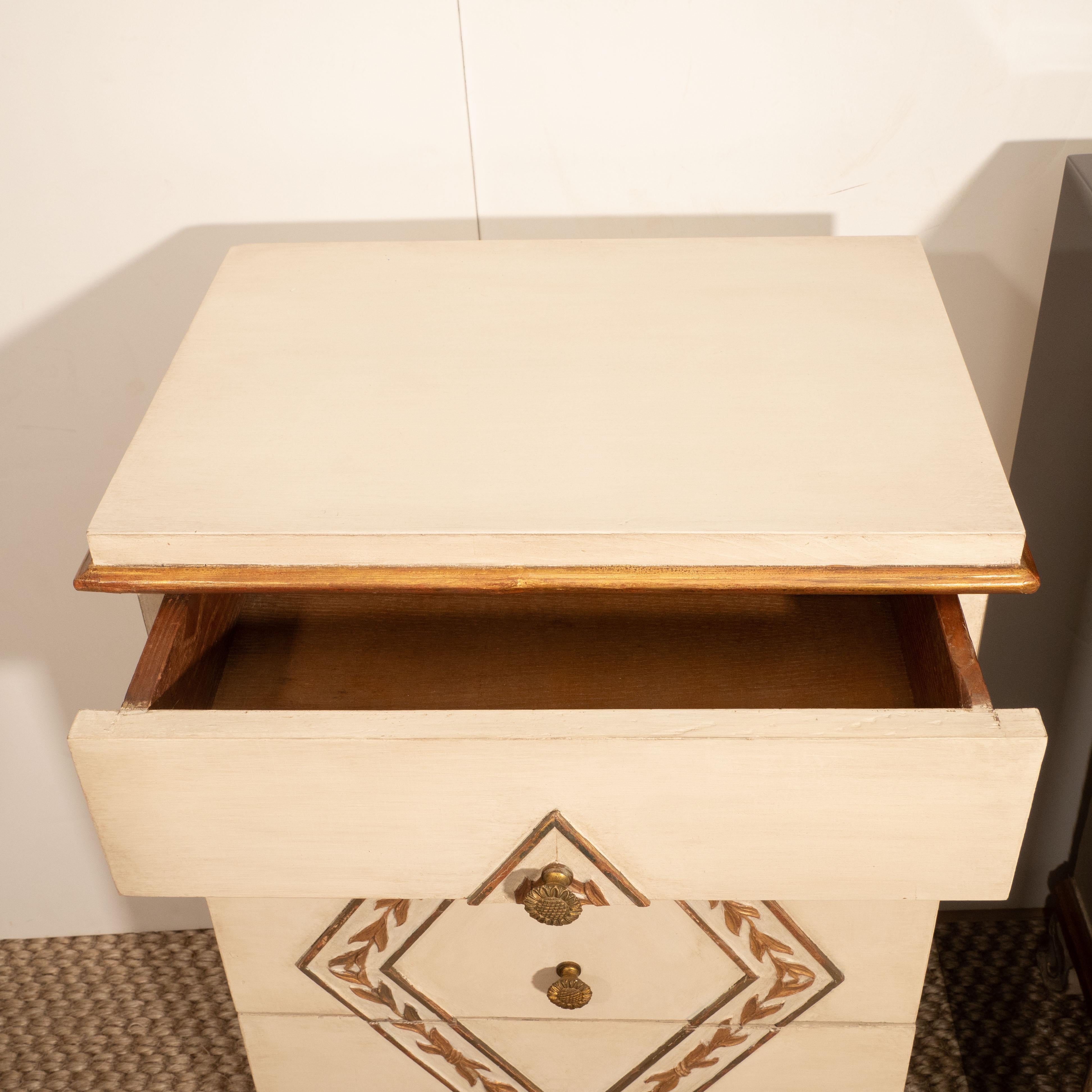 20th Century Pair of Directoire Style Painted Bedside Tables