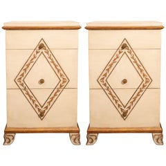 Vintage Pair of Directoire Style Painted Bedside Tables