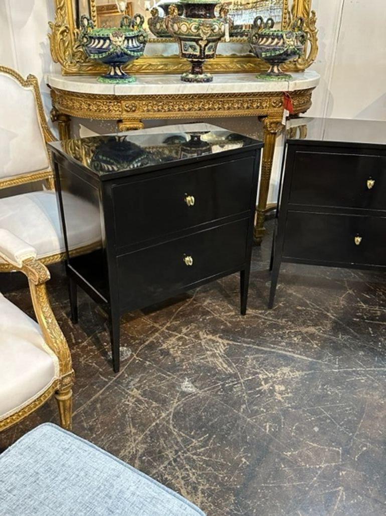 American Pair of Directoire Style Piano Black Side Tables For Sale