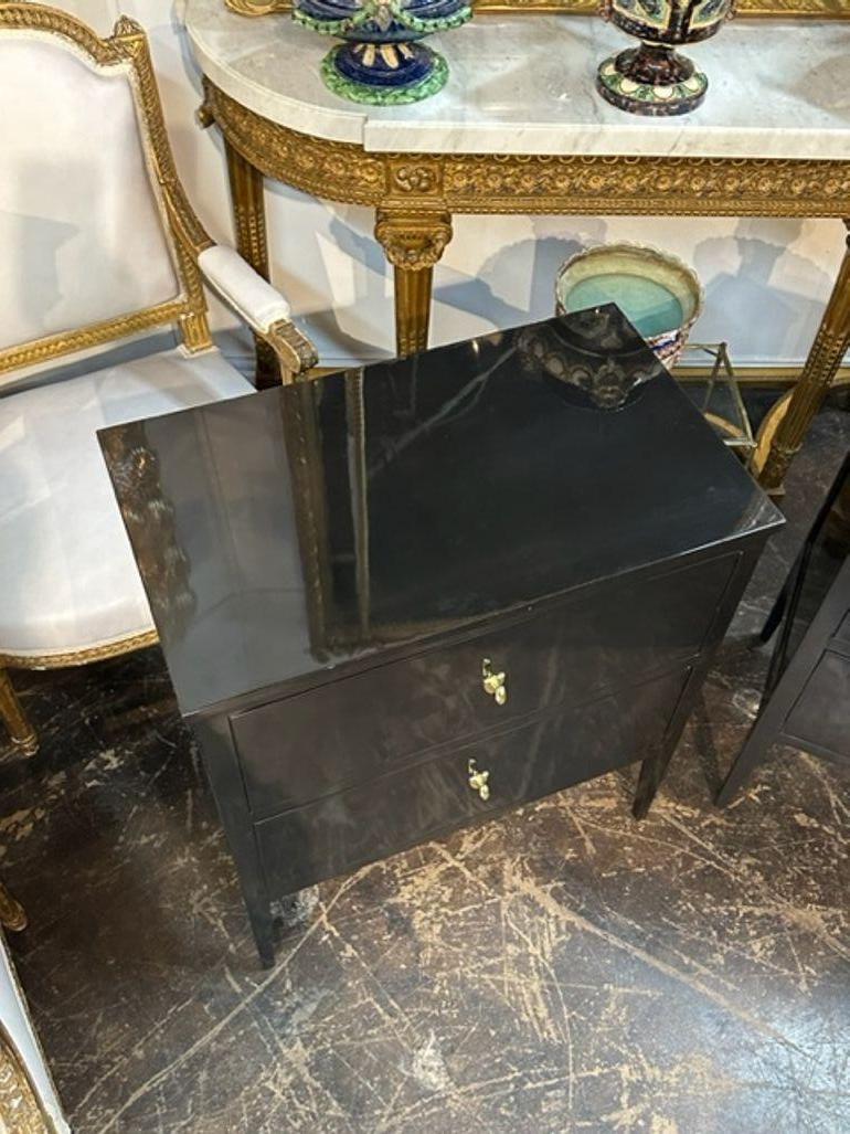 Pair of Directoire Style Piano Black Side Tables In Good Condition For Sale In Dallas, TX