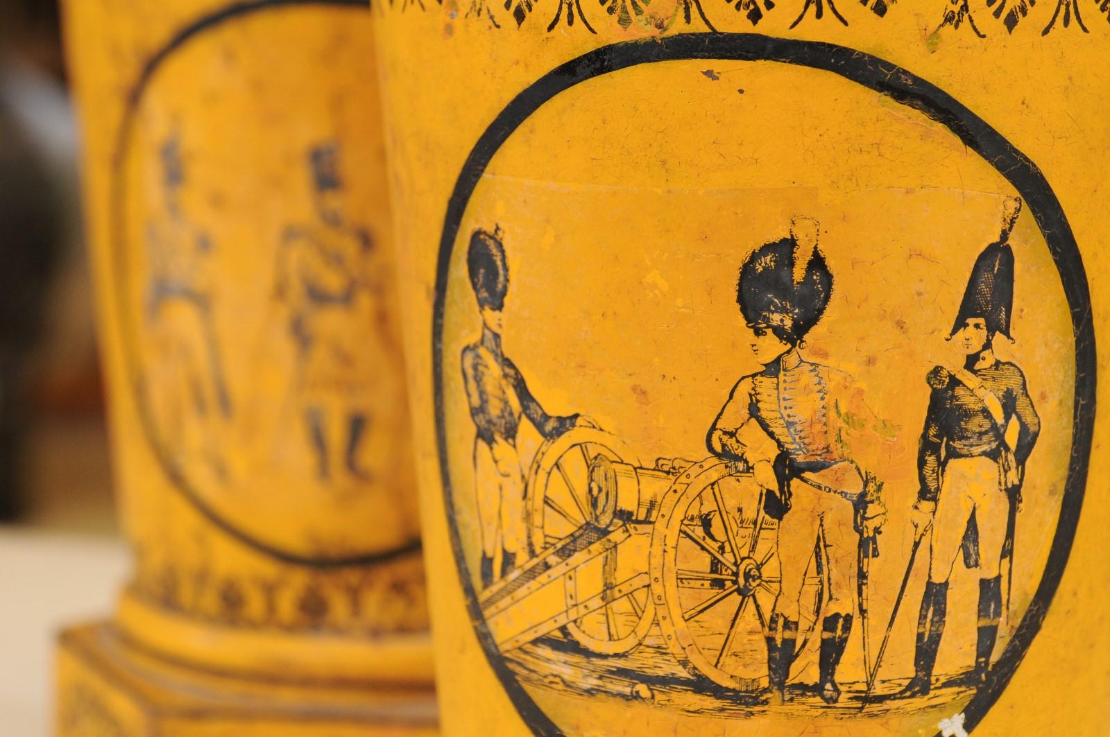 Pair of Directoire Yellow Painted Tole Cachepots, France ca. 1800 For Sale 6