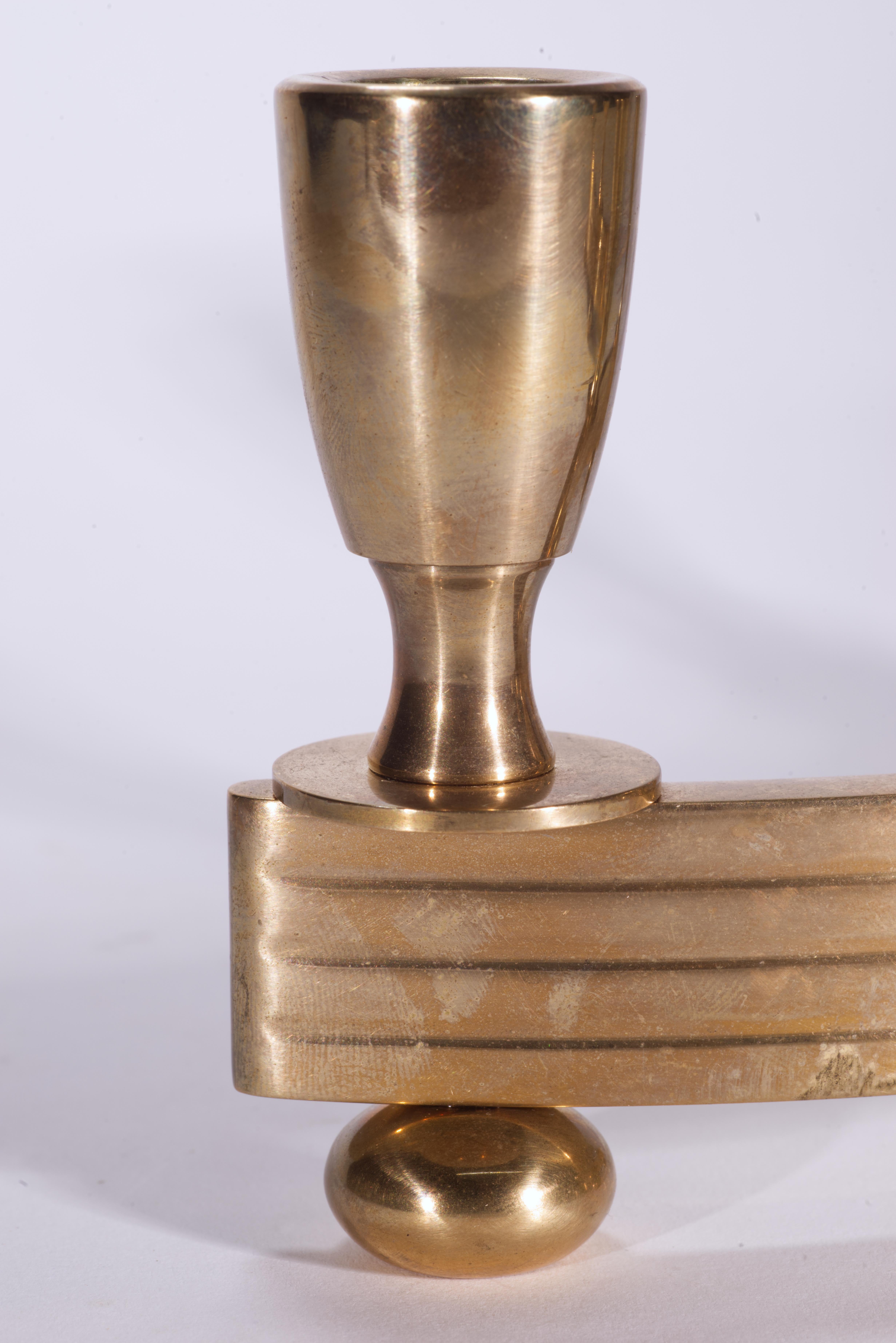 Coppia di portacandele in ottone Art Deco Dirilyte in vendita 2