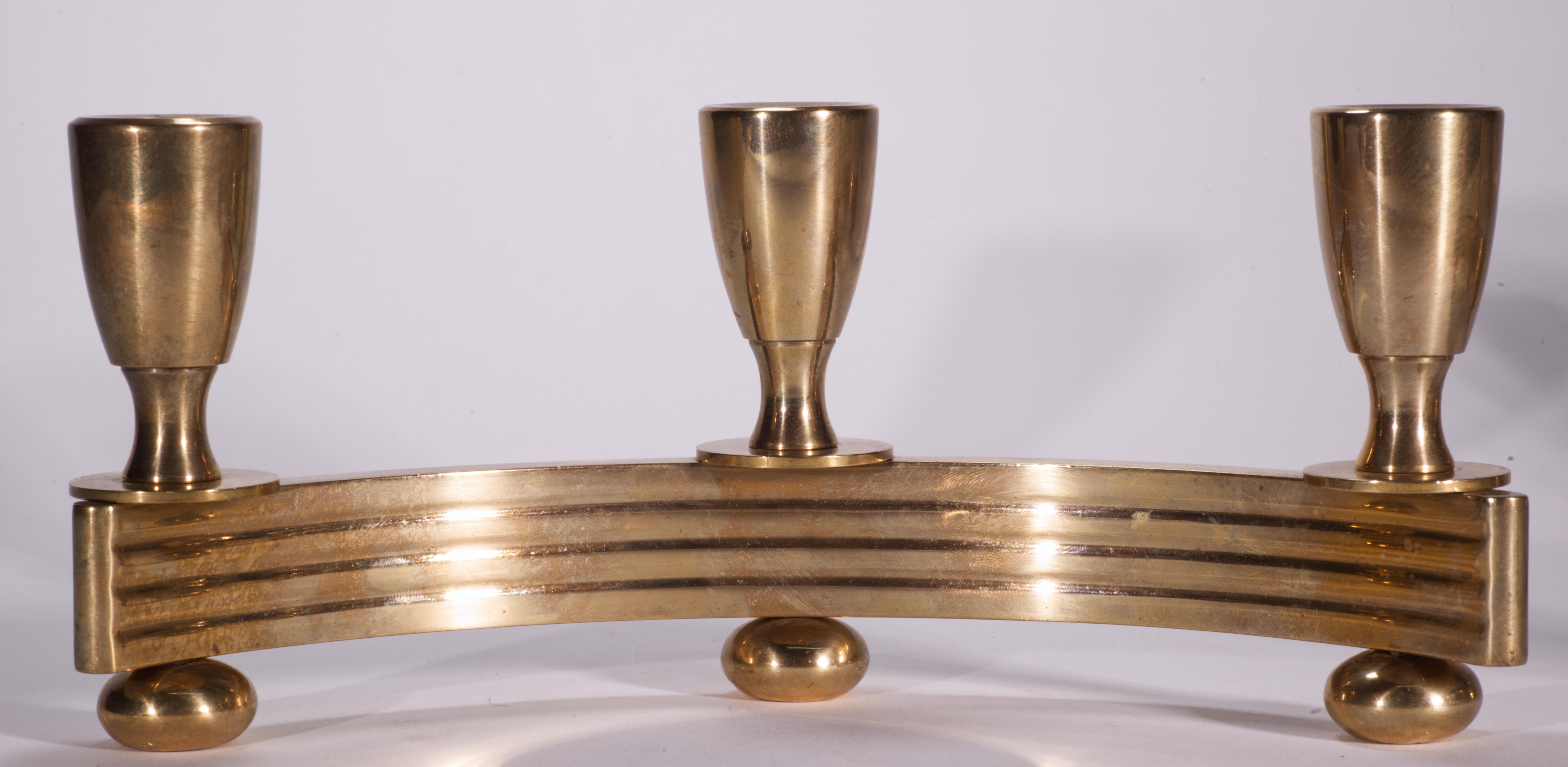 Coppia di portacandele in ottone Art Deco Dirilyte in vendita 1