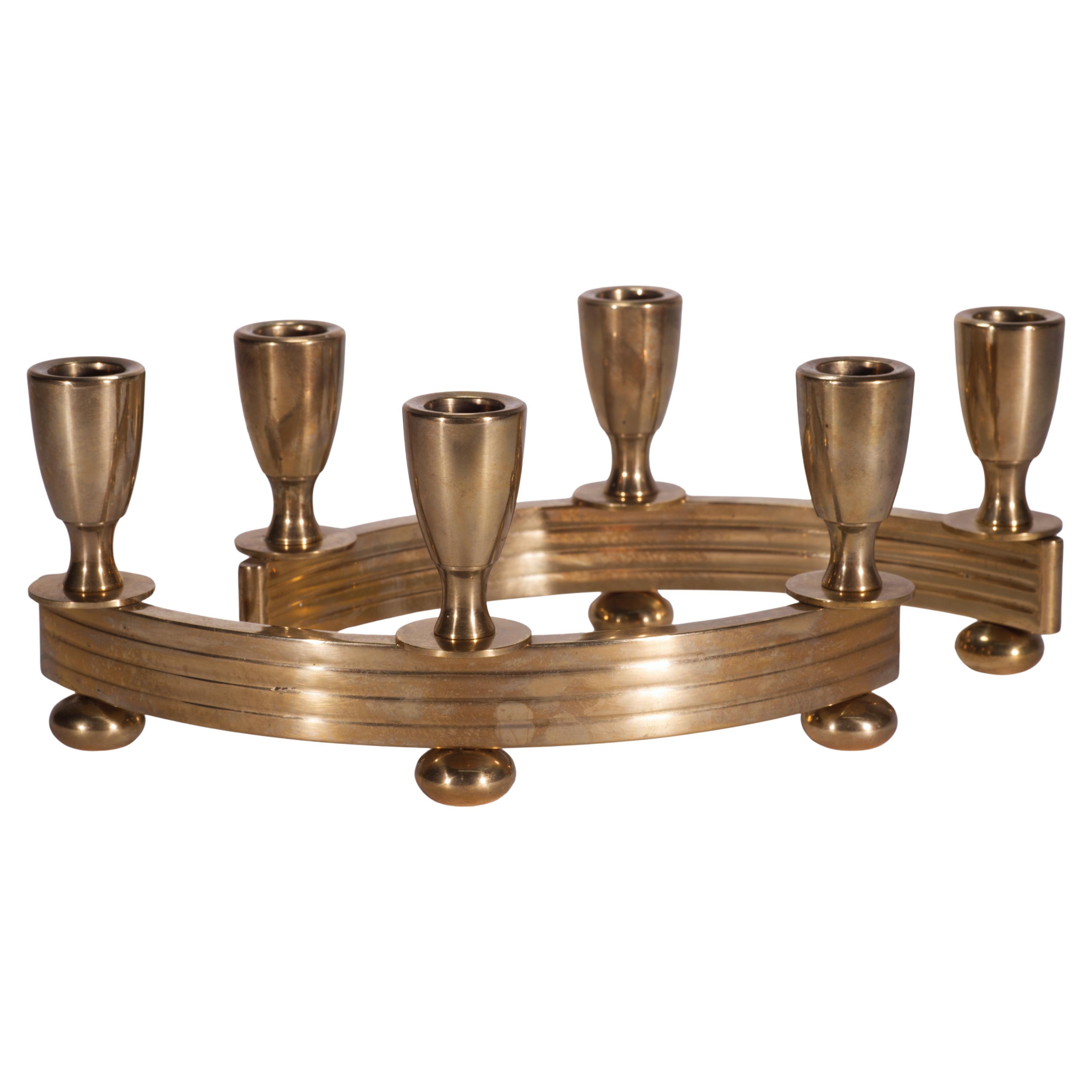 Coppia di portacandele in ottone Art Deco Dirilyte in vendita