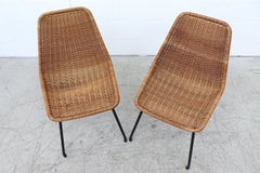 Pair of Dirk van Sliedregt Style Rattan Shell Seat Chair