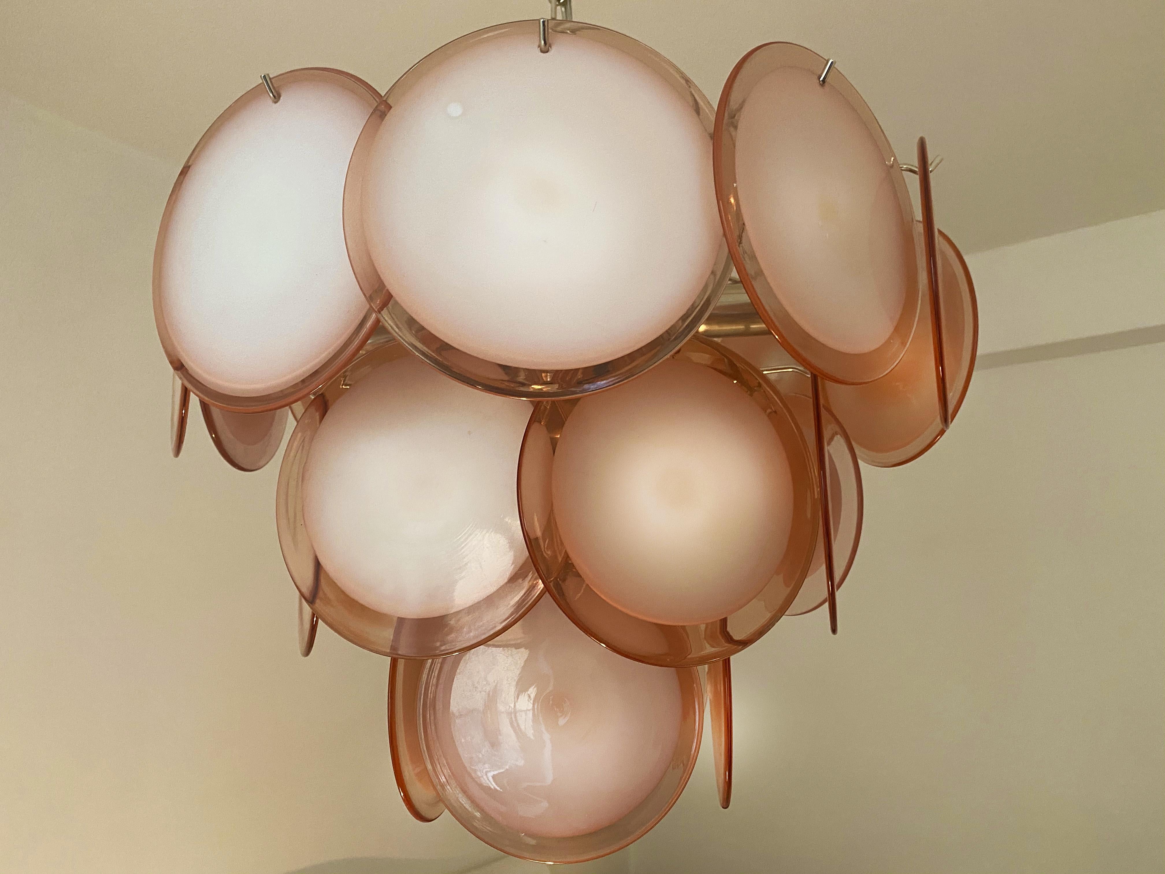 Pair of Disc Chandeliers by Vistosi, Murano, 1970s 5