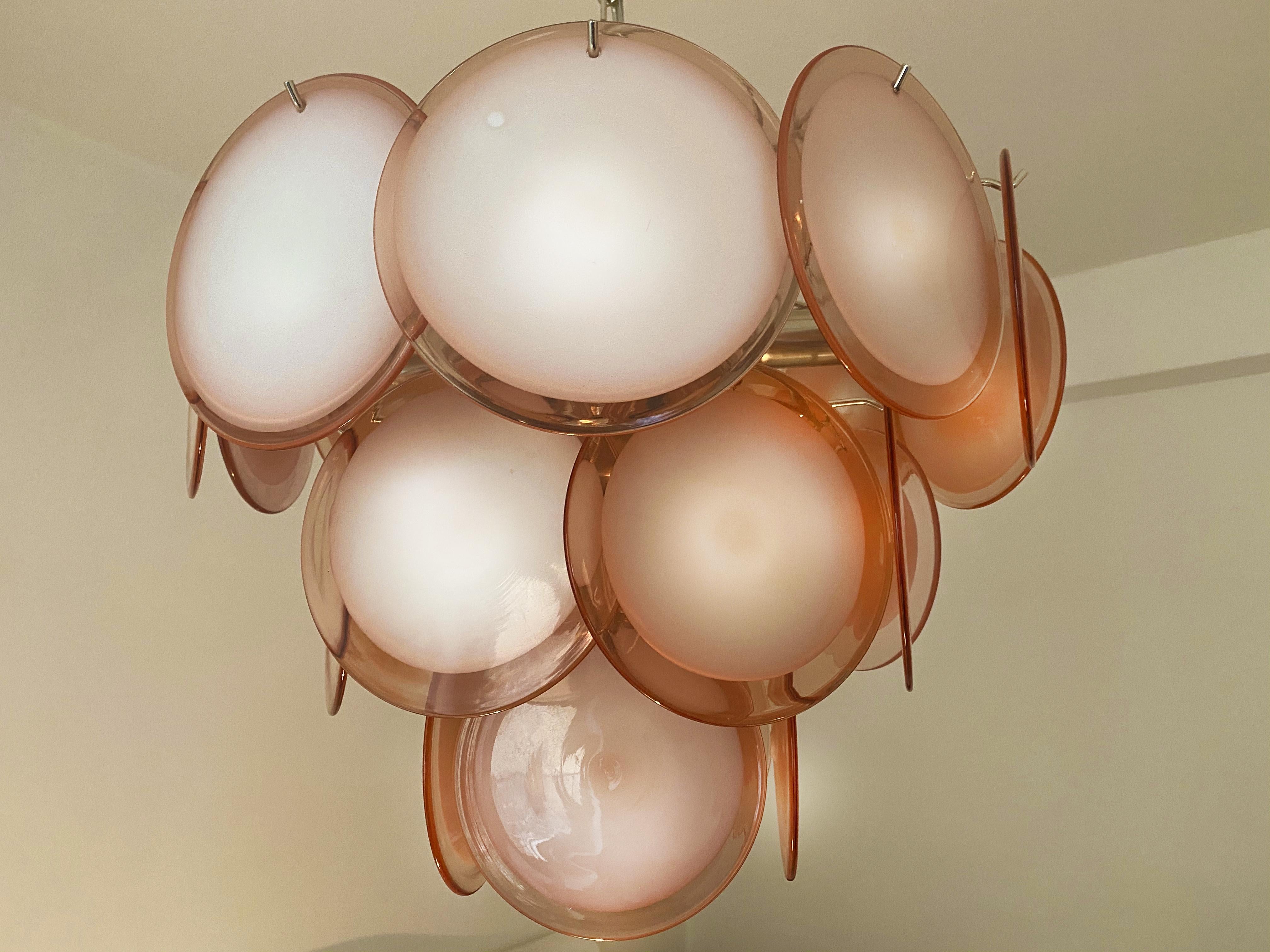 Pair of Disc Chandeliers by Vistosi, Murano, 1970s 6