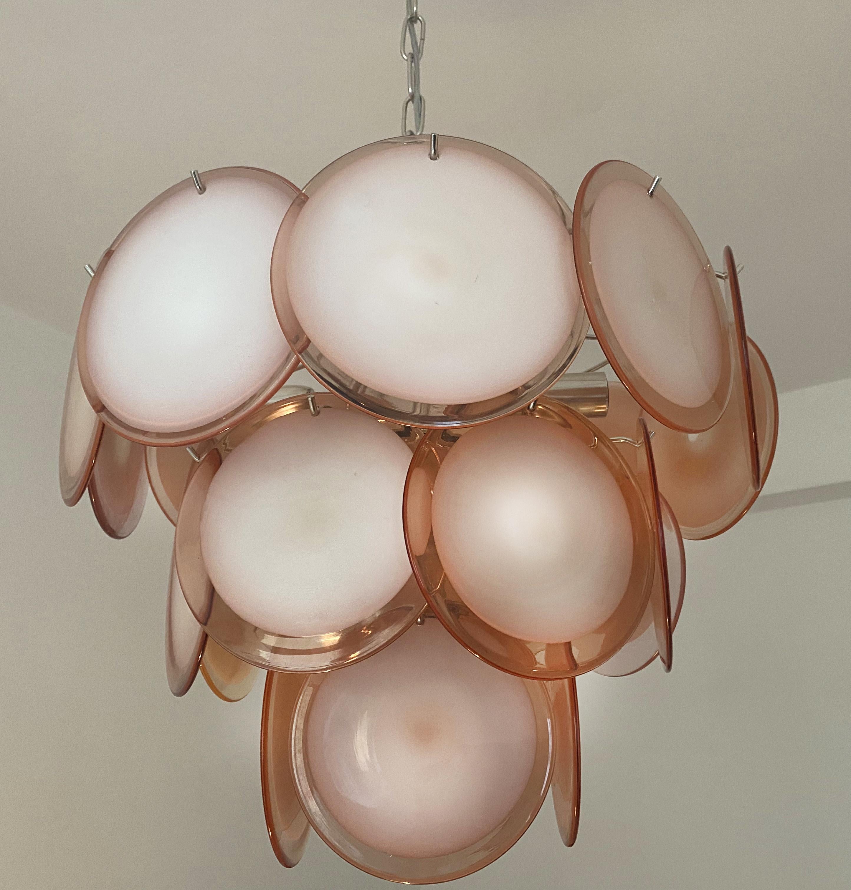 Pair of Disc Chandeliers by Vistosi, Murano, 1970s 8