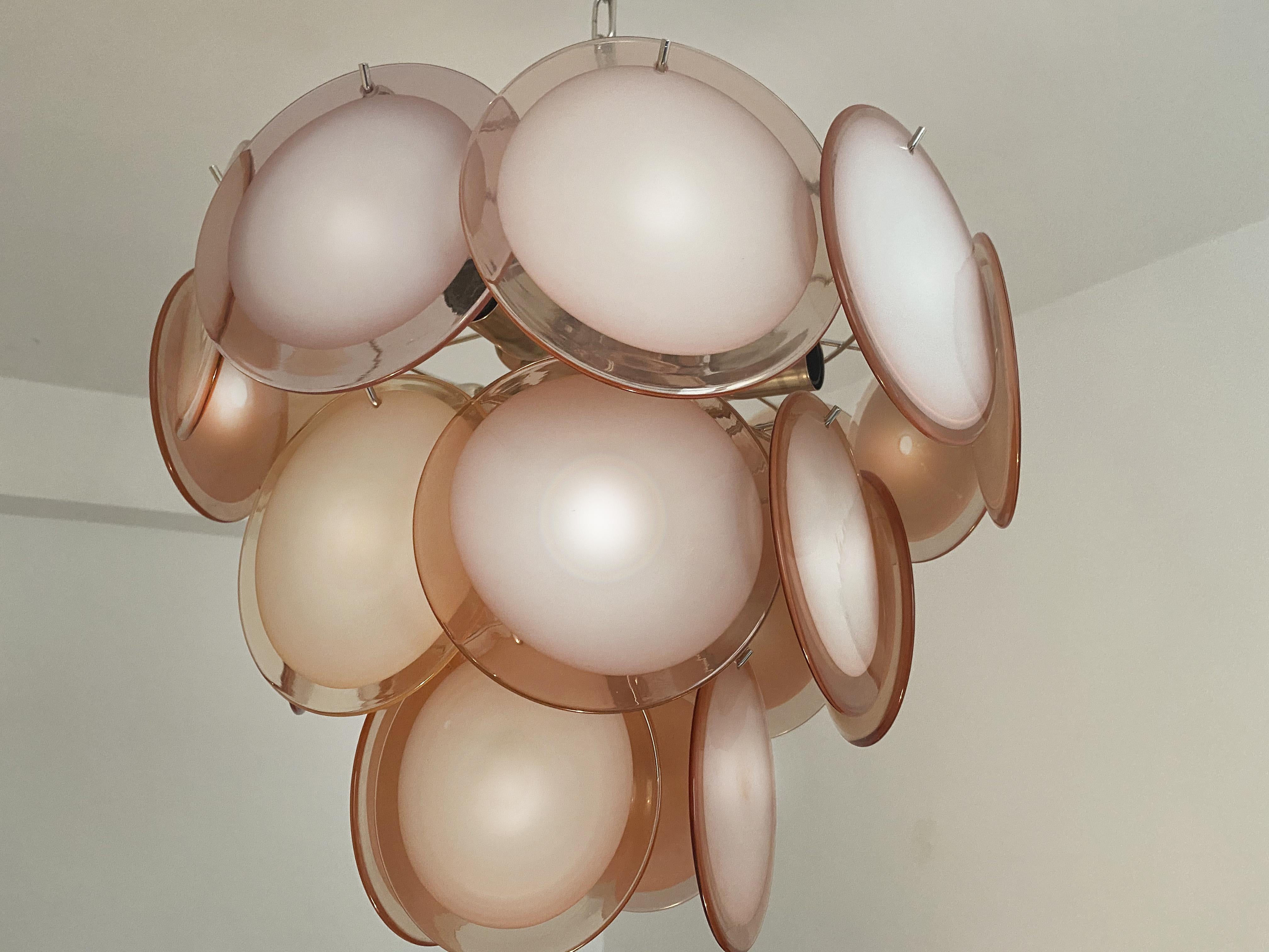 20th Century Pair of Disc Chandeliers by Vistosi, Murano, 1970s