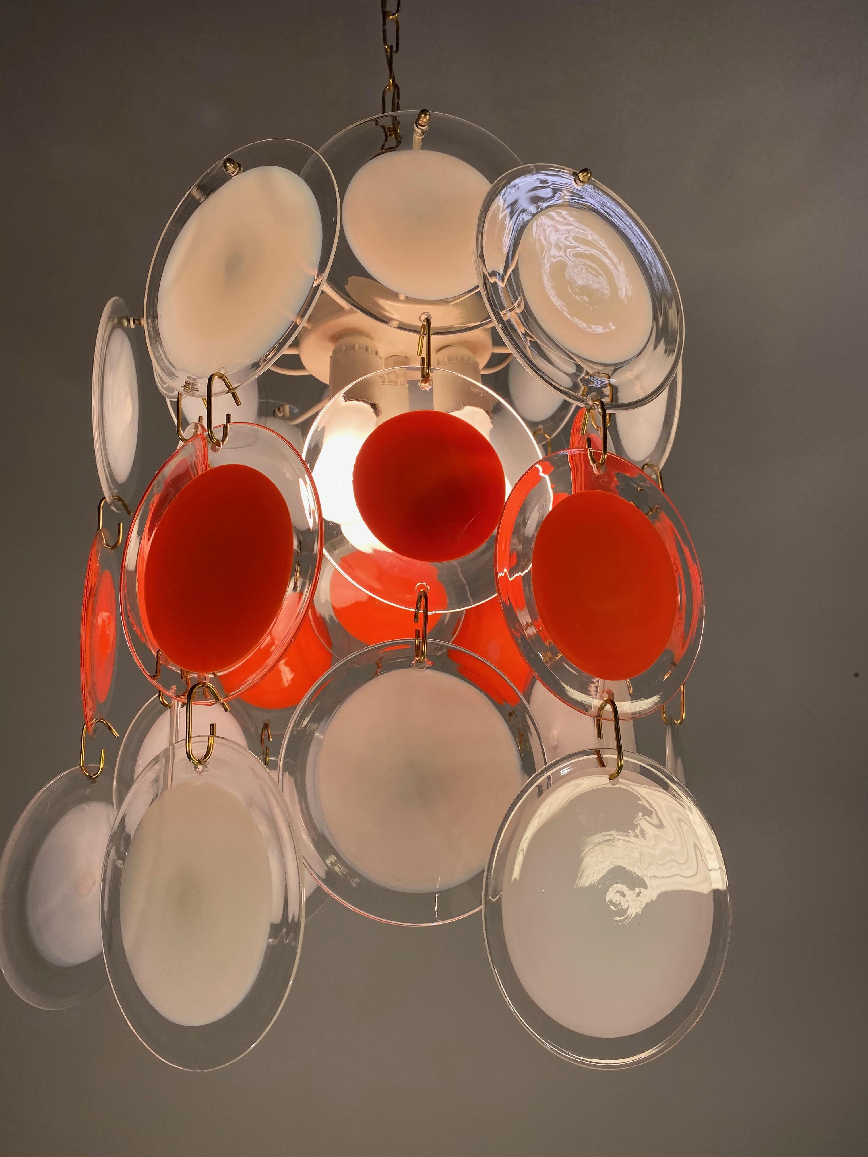 Pair of Disc Chandeliers by Vistosi, Murano, 1970s 1