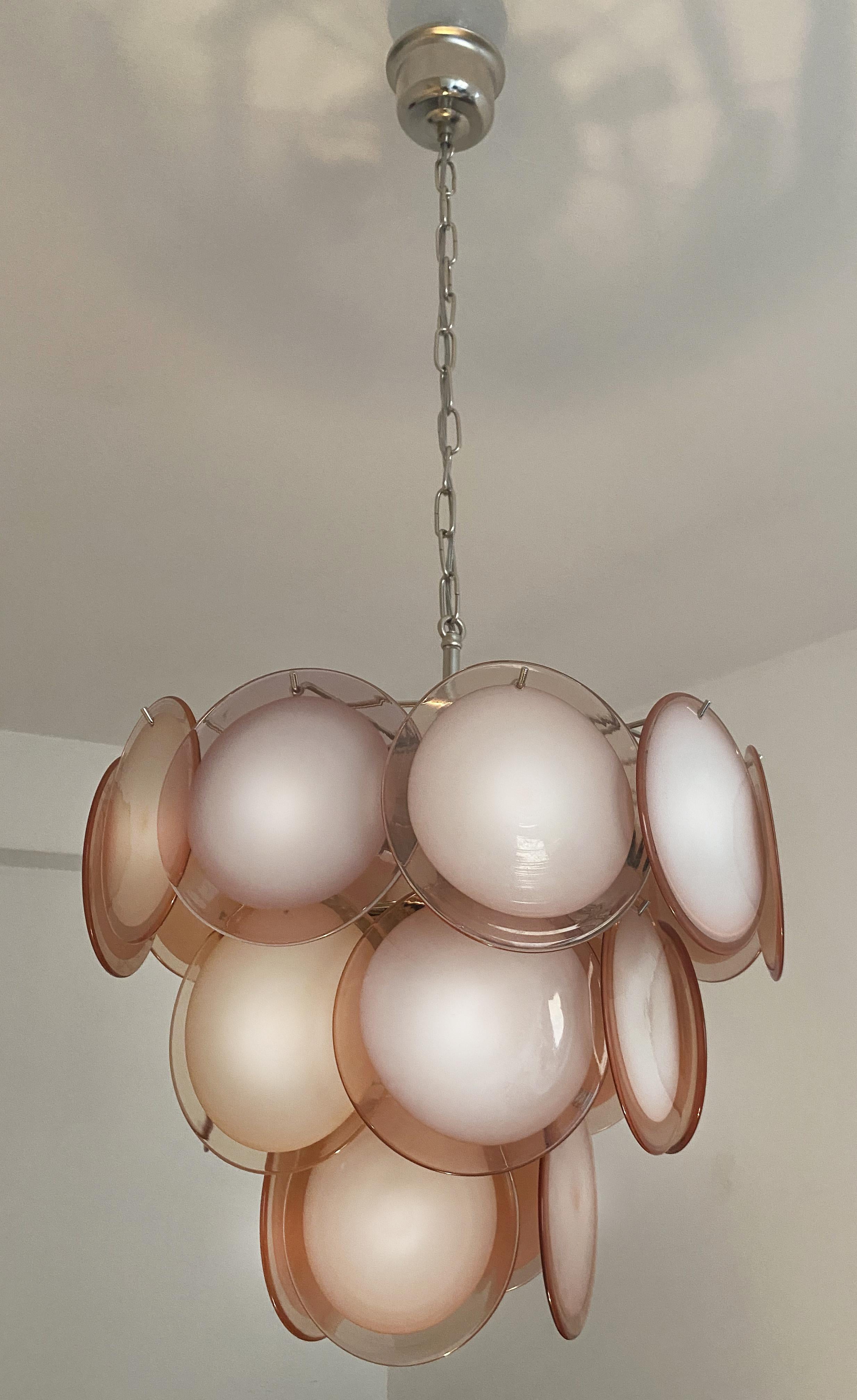 Pair of Disc Chandeliers by Vistosi, Murano, 1970s 1