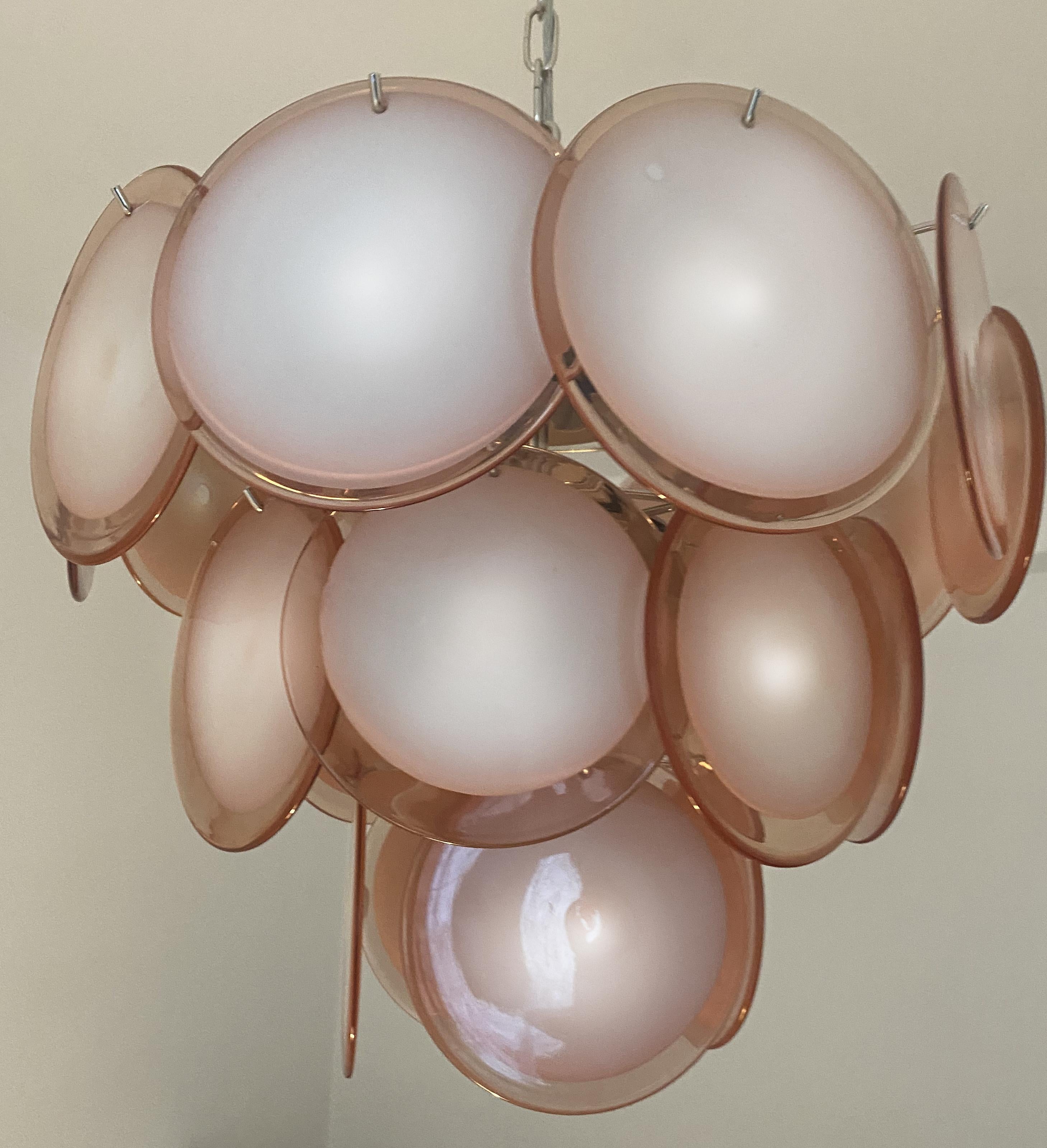 Pair of Disc Chandeliers by Vistosi, Murano, 1970s 3