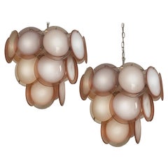 Pair of Disc Chandeliers by Vistosi, Murano, 1970s